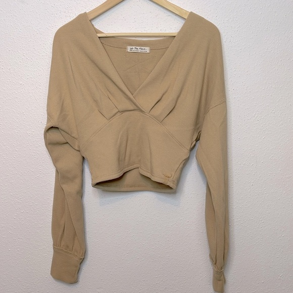 Free People We the Free All Nighter Long Sleeve Surplice Crop Top - Picture 3 of 8